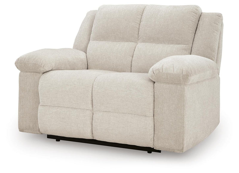 Ashley Furniture Orlen oversized recliner in a closed position, featuring plush upholstery and a wide, comfortable design.
