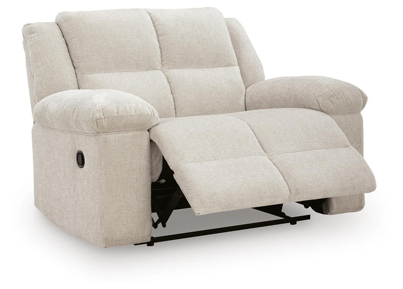 Ashley Furniture Orlen oversized recliner in open position, featuring plush upholstery and wide seating for relaxed comfort.