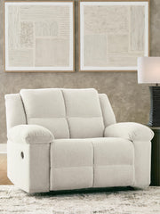 Ashley Furniture Orlen oversized recliner in a plush fabric, shown in a close-up view highlighting its comfortable design.