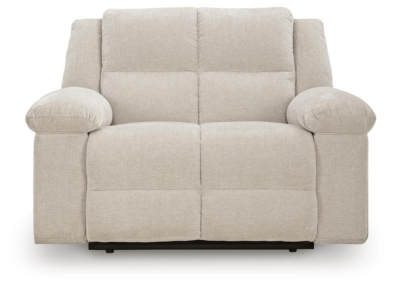 Ashley Furniture Orlen oversized recliner with plush upholstery and wide armrests, shown from a head-on angle.