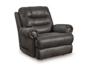 Ashley Furniture power lift recliner in closed position, featuring plush upholstery and supportive design for comfort and ease of use.