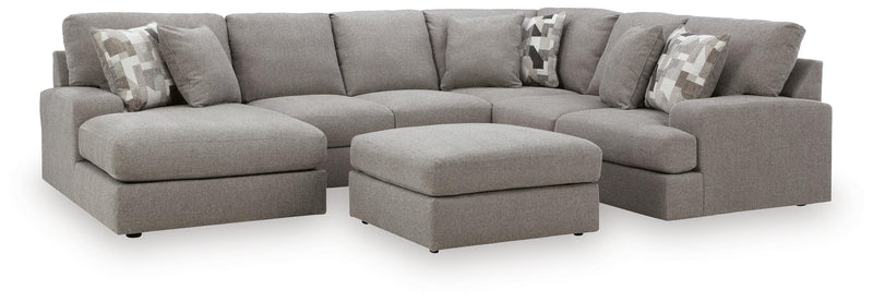 Ashley Furniture Lindon living room set with sofa and loveseat in neutral fabric, modern design, and plush cushions.