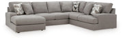 Ashley Furniture Lindon sectional with chaise in neutral fabric, showing plush cushions and modern design in a living room setting.