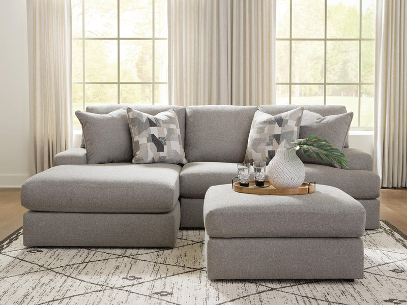 Ashley Furniture Lindon living room set with sofa and loveseat in neutral fabric, arranged in a modern, stylish living space.