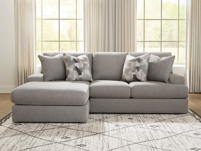 Ashley Furniture Lindon living room set with a sofa and loveseat, featuring neutral fabric upholstery and modern design.