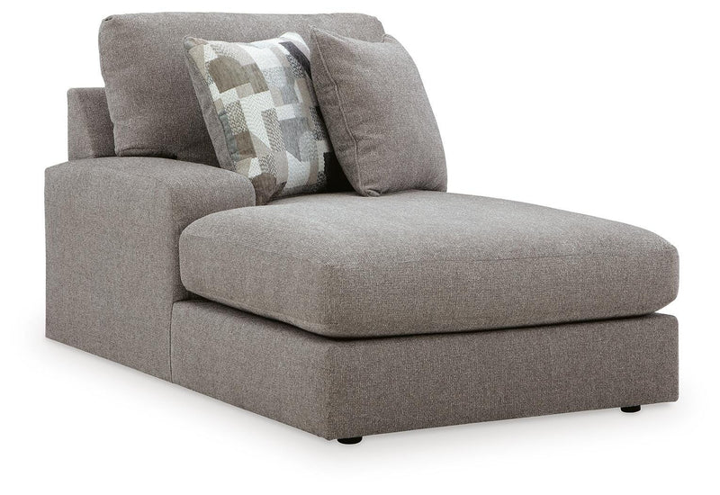 Ashley Furniture Lindon sectional with chaise, showing a modern fabric sectional sofa with angled view in a living room setting.