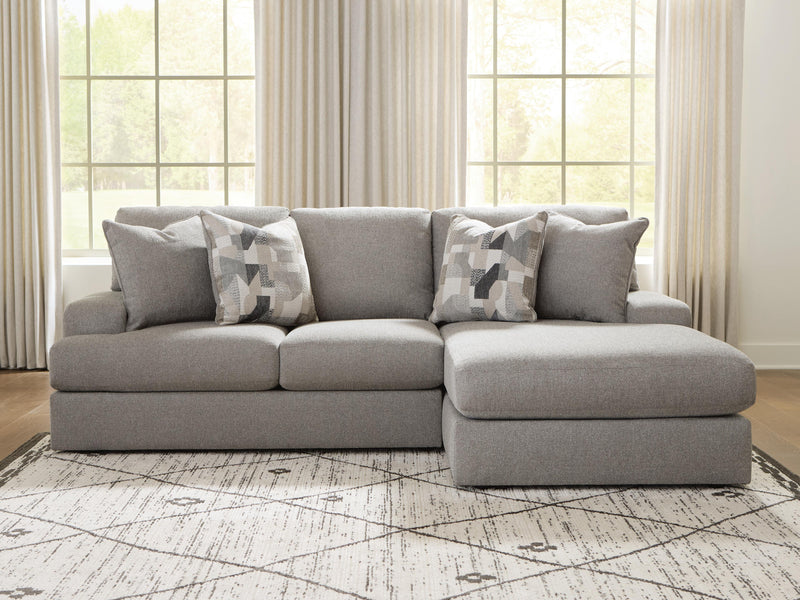 Ashley Furniture Lindon sectional with chaise, showcasing plush fabric upholstery and modern design in a cozy living room setting.