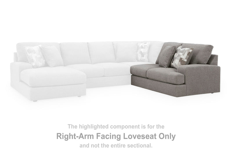 Ashley Furniture Lindon sectional with chaise, showing plush fabric upholstery and modern design in a spacious living room setting.