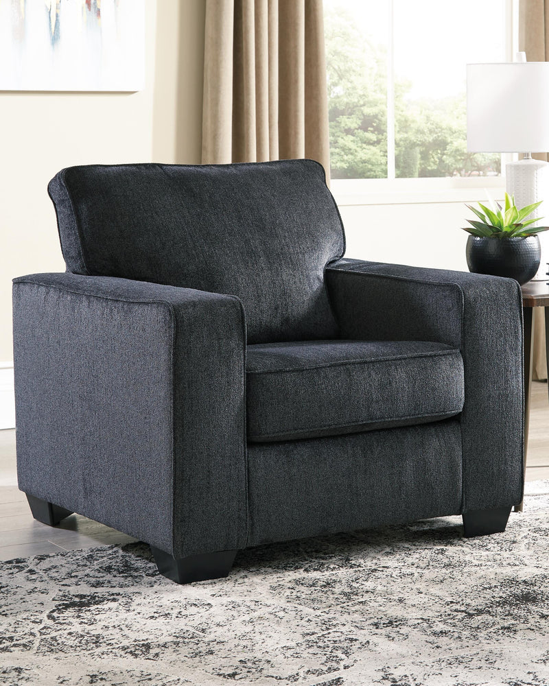 Ashley Furniture Altari Chair with cushioned fabric upholstery and wooden legs, featuring a modern design and neutral color.
