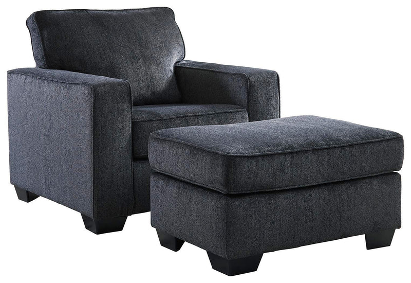Ashley Furniture Altari living room set with sofa and armchair, featuring neutral upholstery and modern design.