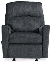 Ashley Furniture Altari recliner with plush fabric upholstery and cushioned armrests, shown from a head-on view.