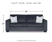 Ashley Furniture Altari Sleeper Sofa in neutral fabric, showing the sofa in its upright and unfolded sleeping positions.