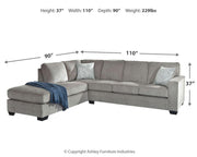 Ashley Furniture Altari sectional with chaise, featuring plush upholstery and modern design, shown in a cozy living room setting.