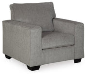 Ashley Furniture Altari Chair with plush fabric upholstery and sleek design, shown from an angled side view.