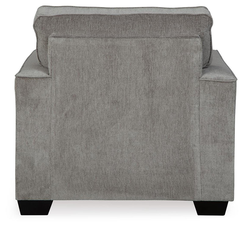 Ashley Furniture Altari Chair with plush fabric upholstery and wooden legs, showcasing a modern, comfortable lounge seat.