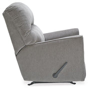 Ashley Furniture Altari recliner with plush upholstery and padded armrests, shown from a side angle.