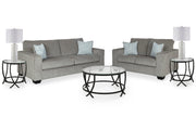 Ashley Furniture Altari Room Set lamp set with two table lamps featuring beige shades and wooden bases.