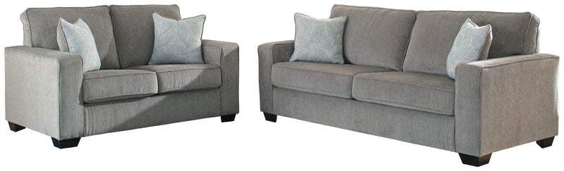 Ashley Furniture Altari living room set featuring a sofa and loveseat with plush cushions and modern design.
