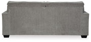 Ashley Furniture Altari sofa sleeper with dark fabric upholstery, showing the back view of the convertible sleeper sofa.