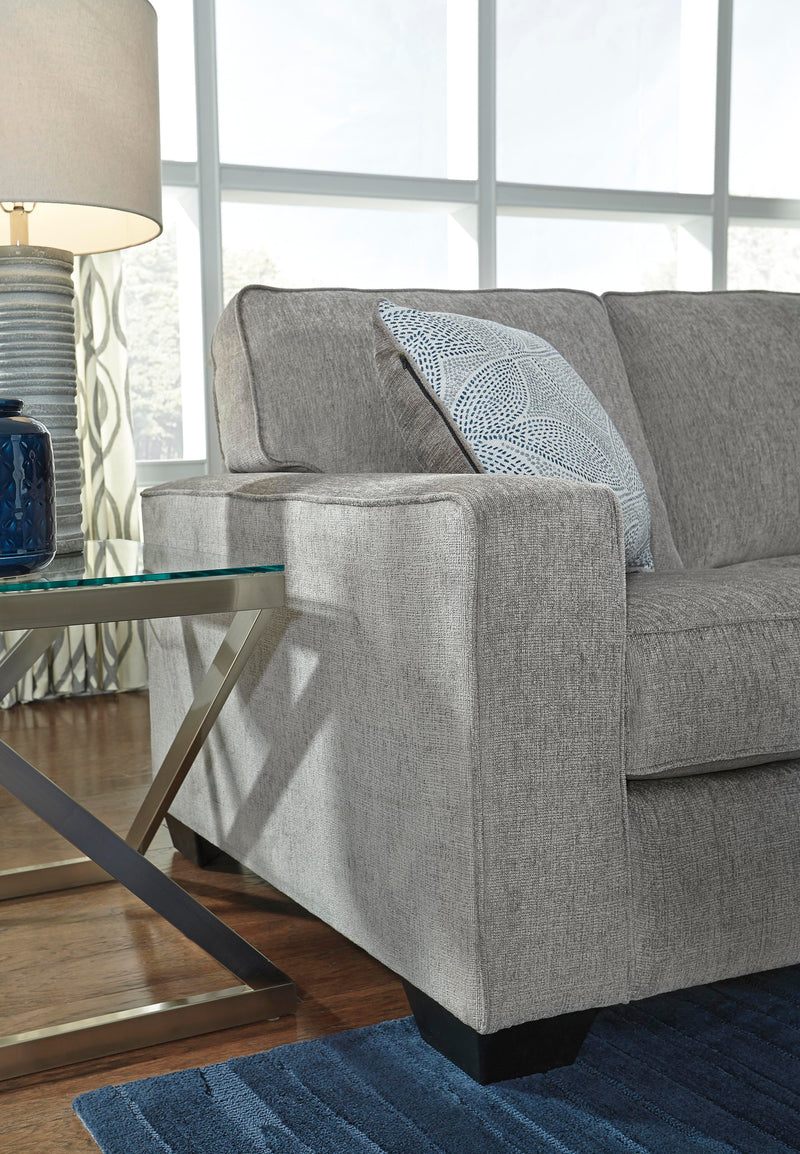 Ashley Furniture Altari living room set with sofa and loveseat, featuring neutral upholstery and modern design.