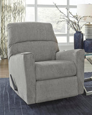 Ashley Furniture Altari recliner in neutral fabric, featuring plush cushioning and a modern design, shown in a close-up view.