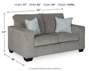 Altari loveseat by Ashley Furniture with plush fabric and modern design, shown in a cozy living room setting.