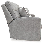 Ashley Furniture Biscoe living room set with a sofa and armchair, featuring neutral fabric upholstery and wooden legs.