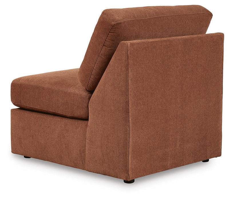Ashley Furniture Modmax Balanced Sectional with built-in audio and storage consoles, featuring plush cushions and modern design.