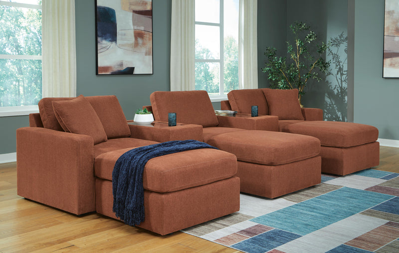 Ashley Furniture Modmax Living Room Set featuring a sofa, loveseat, and coffee table in a modern design.