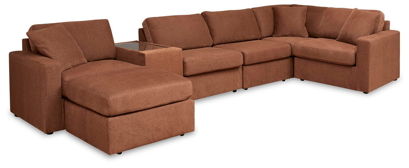 Ashley Furniture Modmax living room set with sectional sofa and matching coffee table in modern fabric, stylish and comfortable.