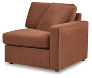 Ashley Furniture Modmax balanced sectional sofa with built-in audio and storage consoles, shown from an angled view.