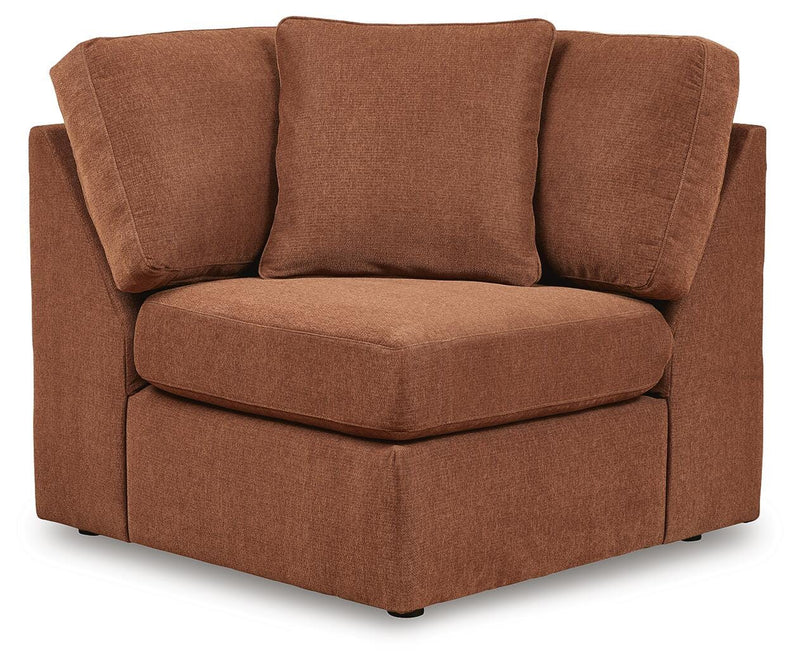 Ashley Furniture Modmax sectional with built-in audio and storage consoles, featuring modern design and plush seating.