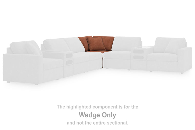 Ashley Furniture Modmax balanced sectional with integrated audio and storage consoles, featuring a modern design and plush seating.