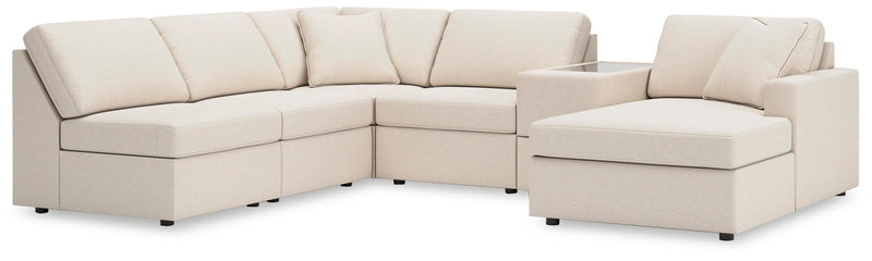 Ashley Furniture Modmax sectional with chaise, featuring plush upholstery and a modern design, shown in a stylish living room setting.