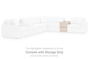 Ashley Furniture Modmax sectional with built-in audio and storage consoles, featuring modern design and plush seating.