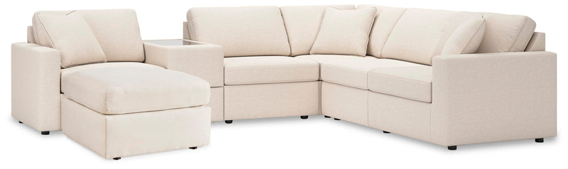 Ashley Furniture Modmax living room set featuring a sofa and matching armchair in a modern design with neutral upholstery.