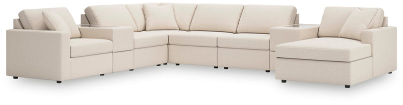 Ashley Furniture Modmax sectional with chaise, showing modern sectional sofa with plush cushions and sleek design.