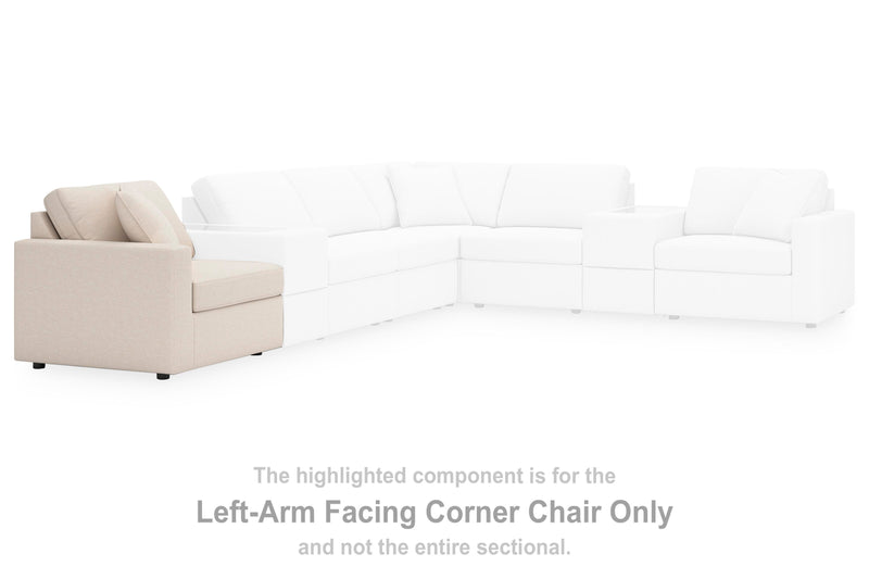 Ashley Furniture Modmax balanced sectional with built-in audio and storage consoles, featuring plush cushions and modern design.
