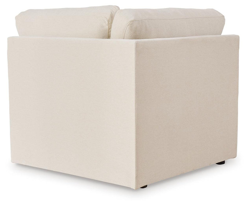 Ashley Furniture Modmax balanced sectional with built-in audio, storage consoles, and plush fabric, shown from the back.