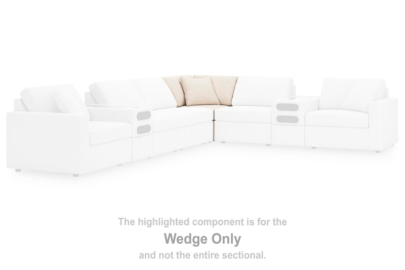 Ashley Furniture Modmax balanced sectional with built-in audio, storage consoles, and plush cushions in a modern living room setting.