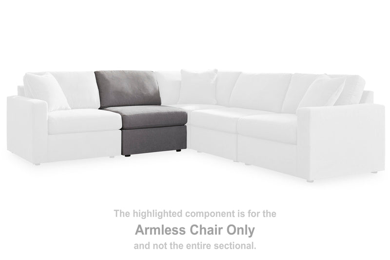 Ashley Furniture Modmax balanced sectional with built-in audio, storage consoles, and modern design.