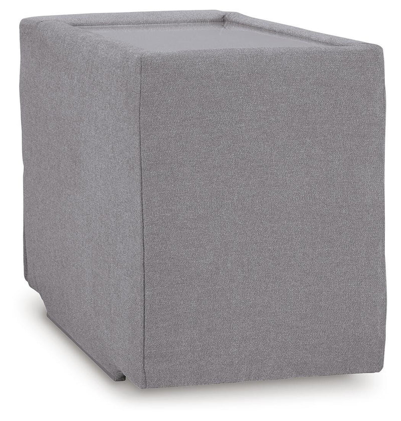 Ashley Furniture Modmax balanced sectional with built-in audio and storage consoles, featuring plush cushions and modern design.