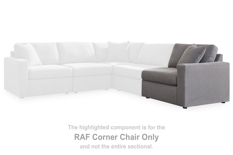 Ashley Furniture Modmax balanced sectional sofa with built-in audio and storage consoles, featuring modern design and plush seating.