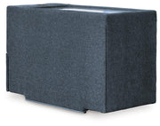 Modmax sectional sofa by Ashley Furniture with built-in audio and storage consoles, showing plush cushions and modern design.