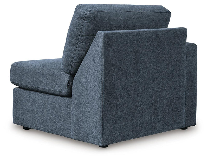 Ashley Furniture Modmax balanced sectional with built-in audio and storage consoles, shown from the back view.