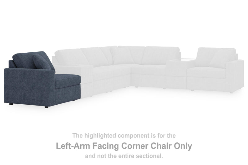 Modmax balanced sectional sofa by Ashley Furniture with built-in audio and storage consoles, featuring plush cushions and modern design.