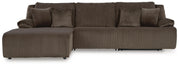 Ashley Furniture Top Tier sectional sofa chaise in dark gray fabric, showing the L-shaped chofa with plush cushions and modern design.