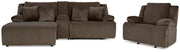 Ashley Furniture Top Tier living room set with sofa, loveseat, and armchair in a modern design, shown in a cozy living room setting.