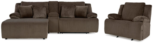 Ashley Furniture Top Tier living room set with sofa, loveseat, and armchair in a modern design, shown in a cozy living room setting.