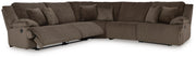 Ashley Furniture Top Tier reclining sectional sofa with plush cushions and multiple seating sections, open view of the entire piece.